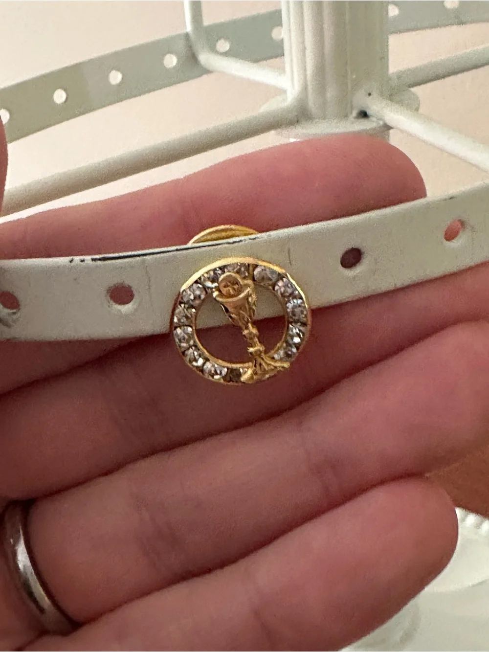 Kids Gold Crystal Circle Charm Pin